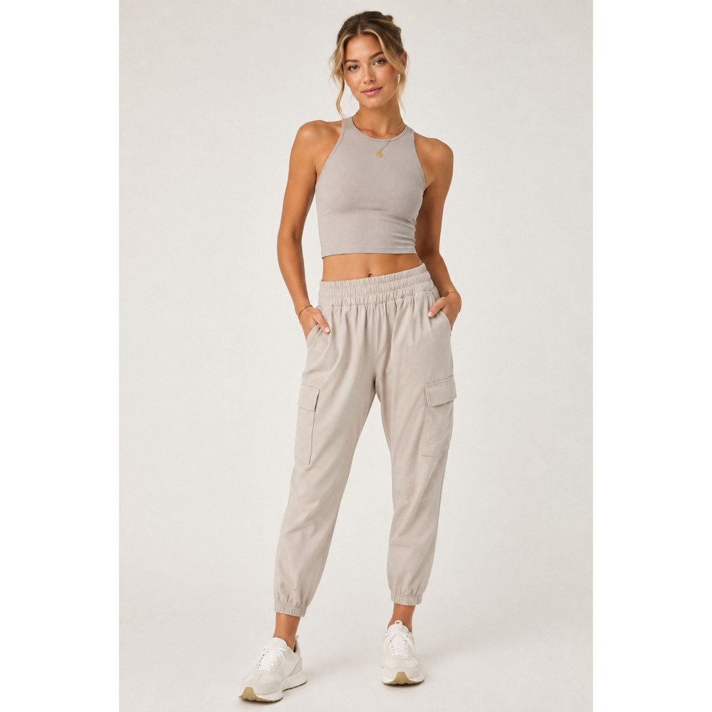 Vuori Villa Cargo Jogger XS High Rise Utility Pants Cream Lightweight Travel - Picture 2 of 9